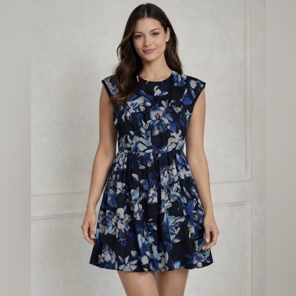 Rebecca Taylor Silk Watercolor Floral Fit & Flare Mini Dress Size 2